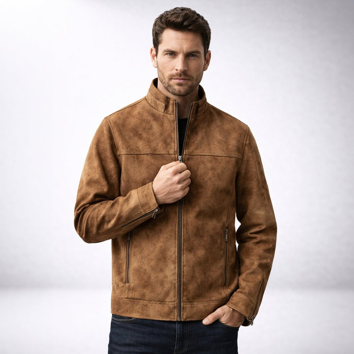 Oscar | Men's Vintage Suede-Effect Fleece-Lined Bomber Jacket
