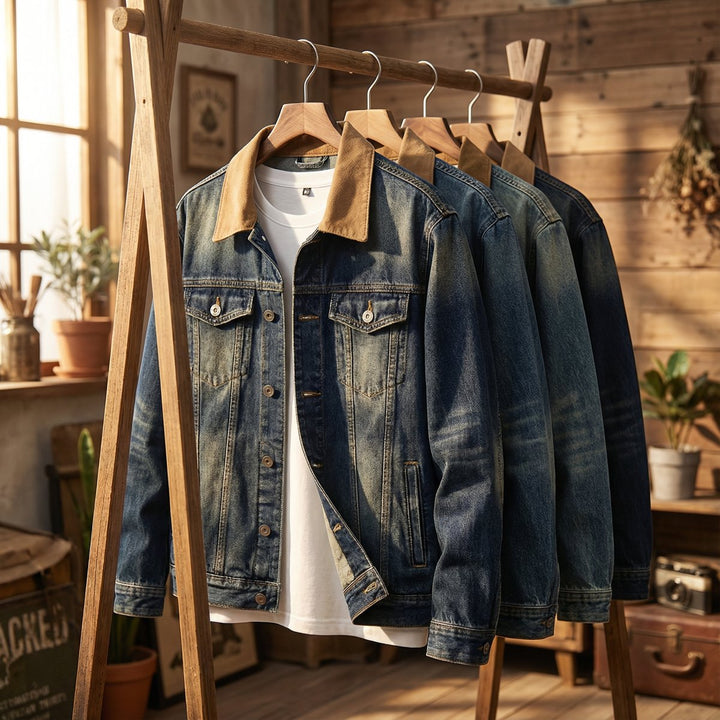 Jack | Men's Vintage-Wash Denim Trucker Jacket Mens Coats Outerwear