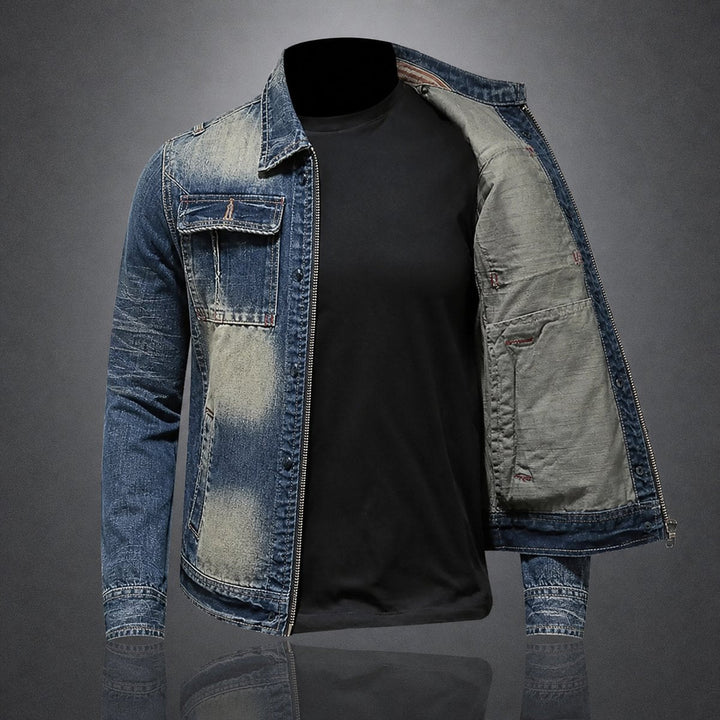 Charlie | Mens Vintage Washed Zip-Up Denim Jacket