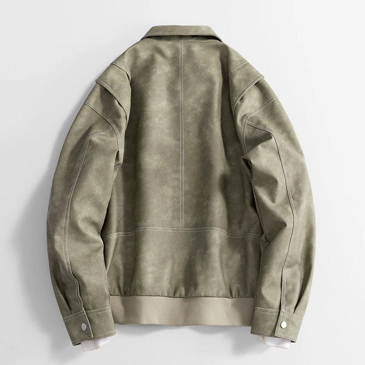 Arthur | Men's Vintage Zip-Up Faux Leather Bomber Jacket