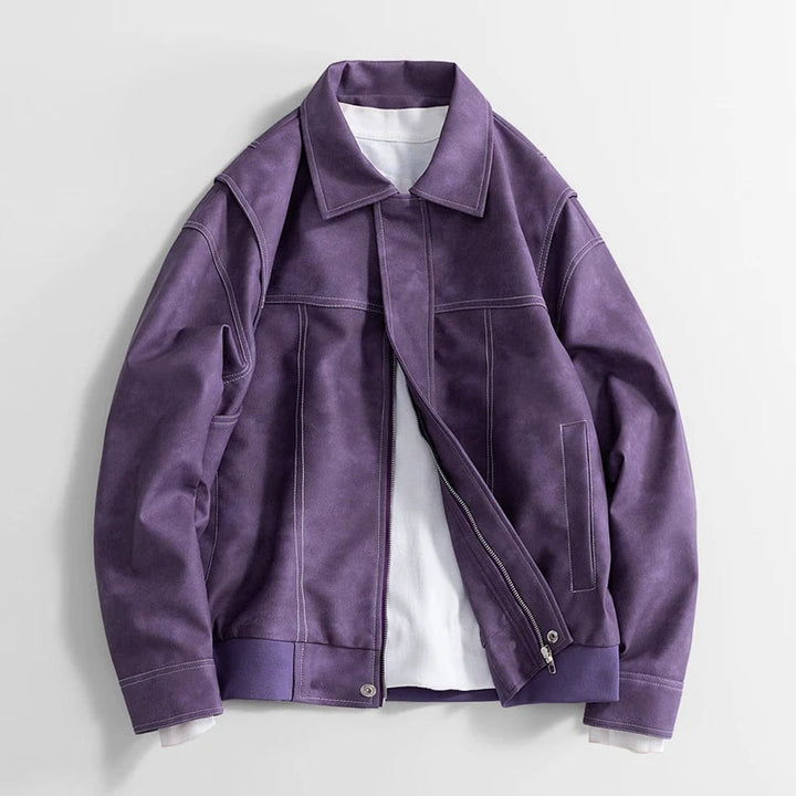Arthur | Men's Vintage Zip-Up Faux Leather Bomber Jacket