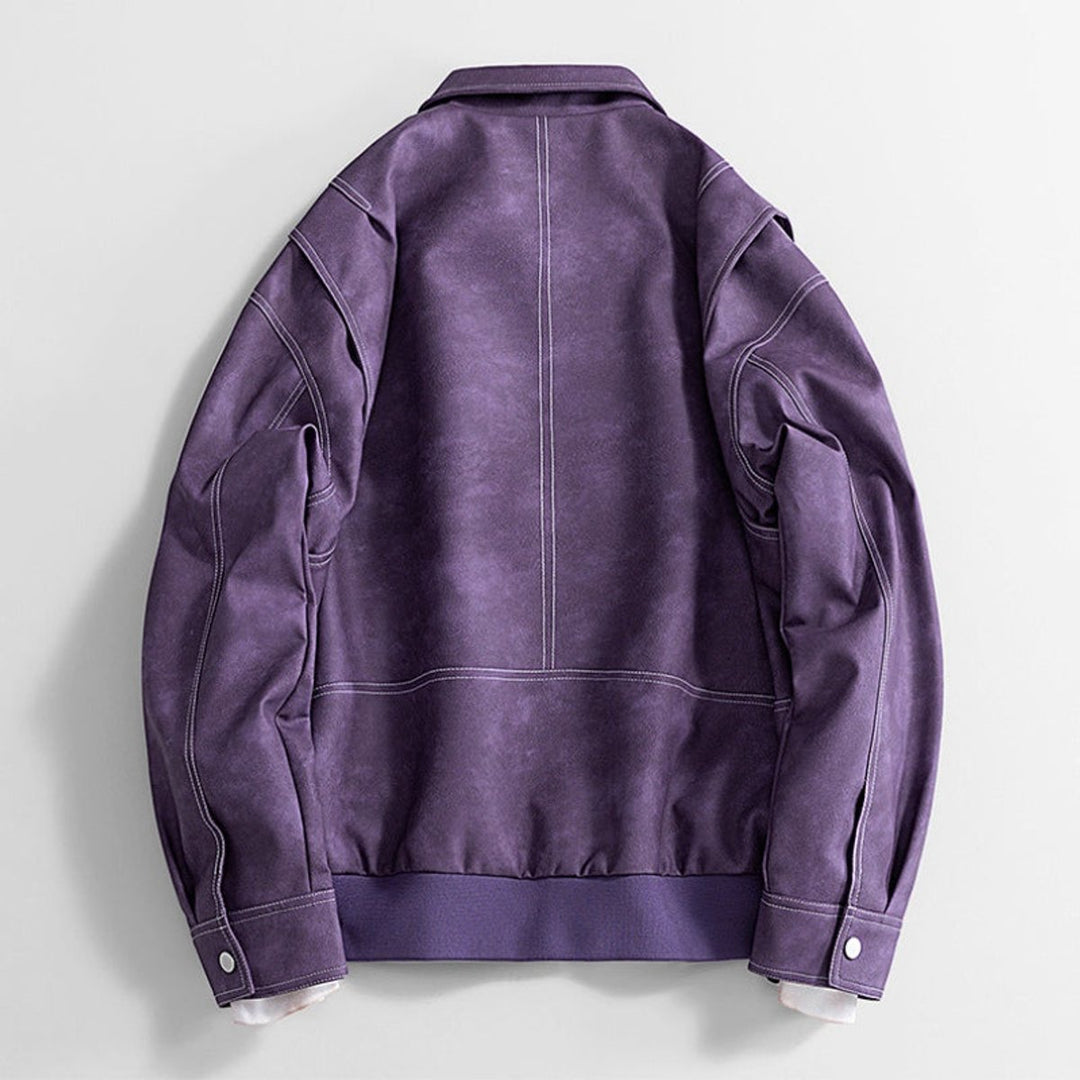 Arthur | Men's Vintage Zip-Up Faux Leather Bomber Jacket