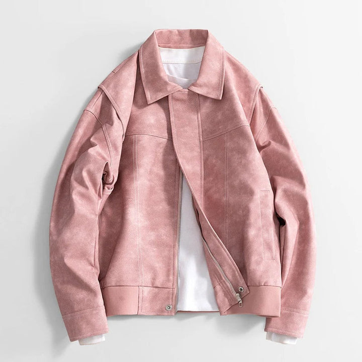 Arthur | Men's Vintage Zip-Up Faux Leather Bomber Jacket
