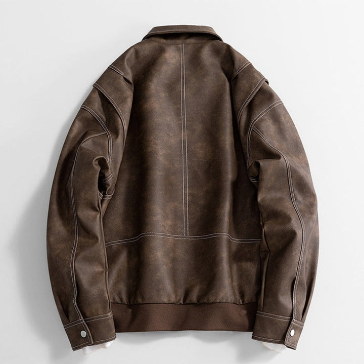 Arthur | Men's Vintage Zip-Up Faux Leather Bomber Jacket