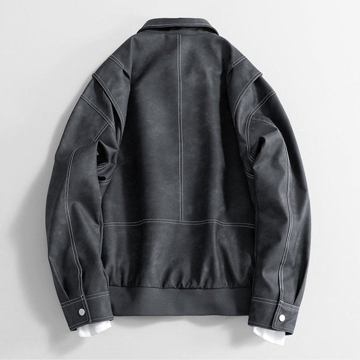 Arthur | Men's Vintage Zip-Up Faux Leather Bomber Jacket