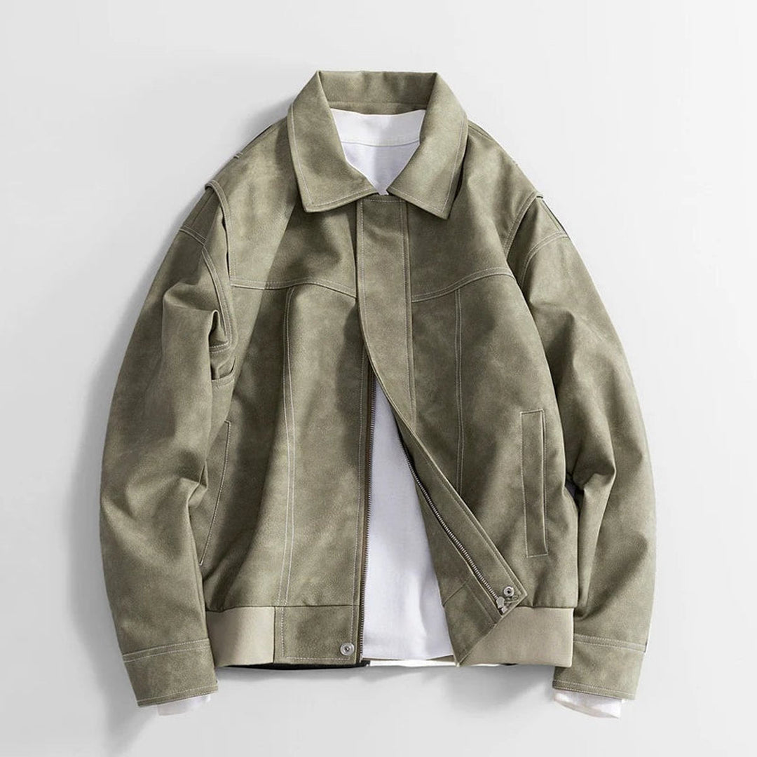 Arthur | Men's Vintage Zip-Up Faux Leather Bomber Jacket
