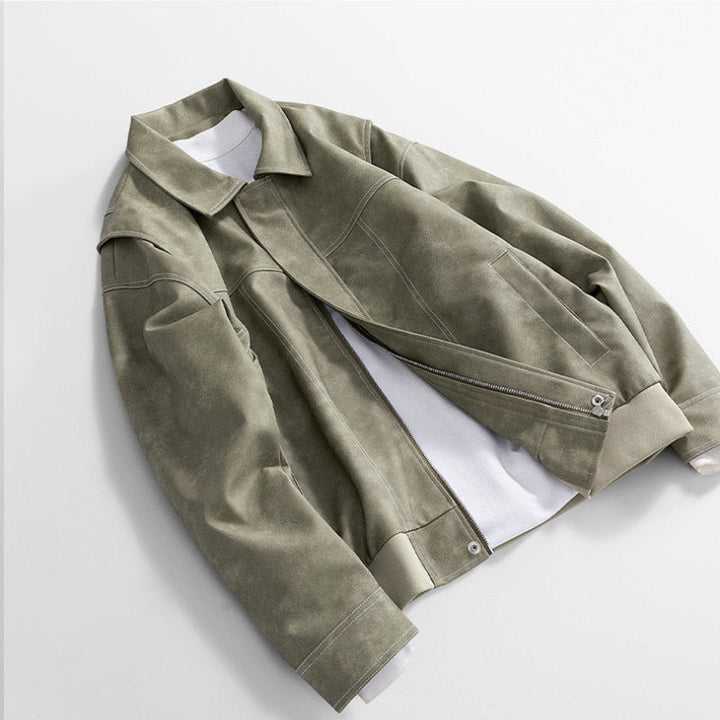 Arthur | Men's Vintage Zip-Up Faux Leather Bomber Jacket