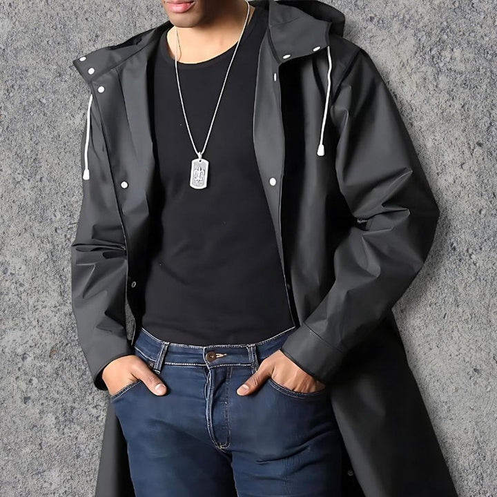 Oliver | Men's Waterproof Hooded Knee-Length Lightweight Raincoat Jacket