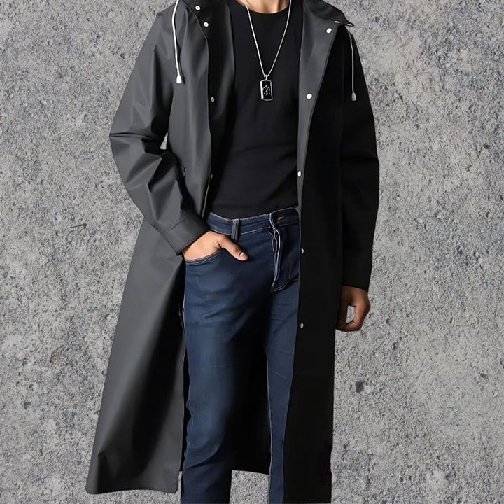 Oliver | Men's Waterproof Hooded Knee-Length Lightweight Raincoat Jacket
