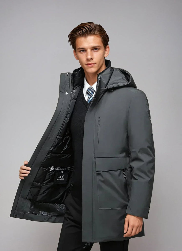 Theo | Men's Waterproof Hooded Parka Jacket Smart Casual Overcoat