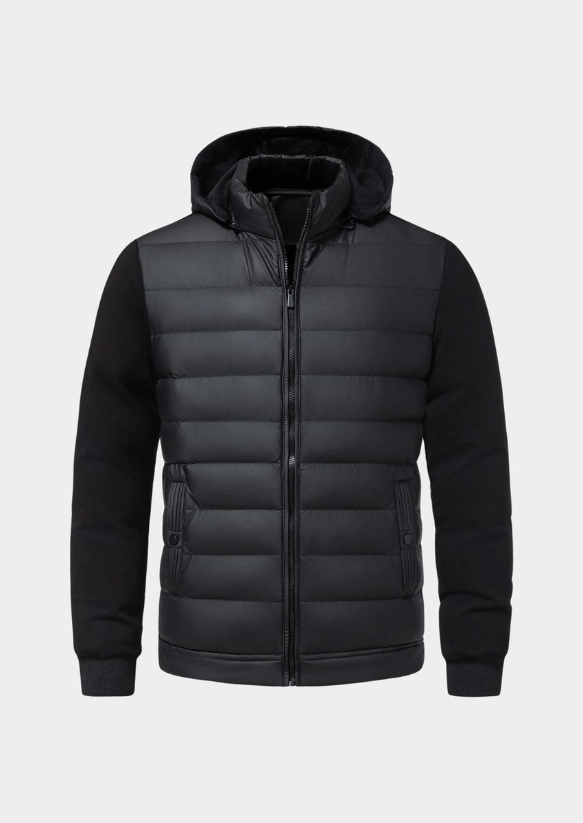 Oscar | Mens Waterproof Hybrid Down Hooded Puffer Bomber Jacket
