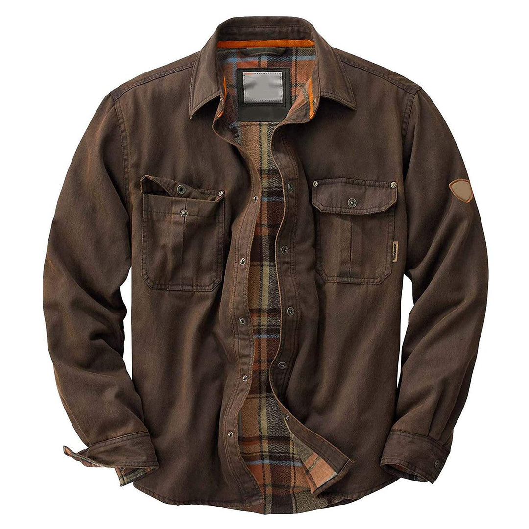 Edward | Men's Waxed Cotton Flannel-Lined Trucker Jacket Waterproof Coat