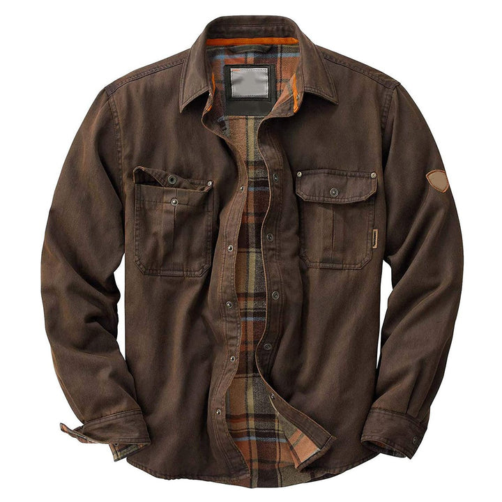 Edward | Men's Waxed Cotton Flannel-Lined Trucker Jacket Waterproof Coat