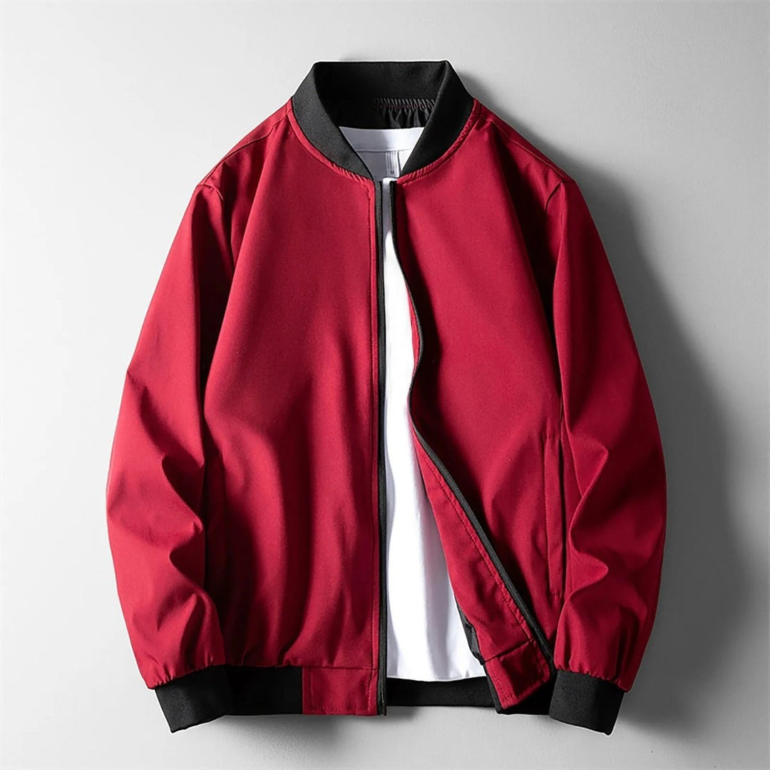 Theo | Mens Wind-Resistant Softshell Bomber Jacket Ribbed Trim