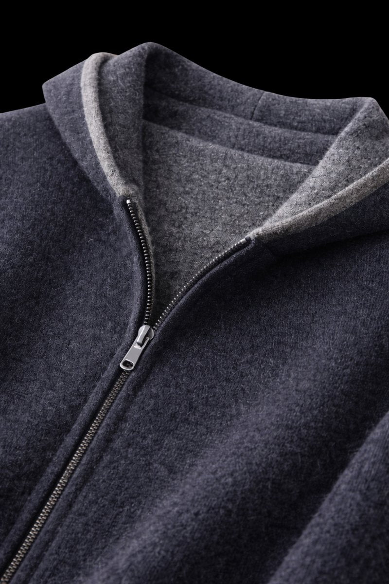 James | Men's Reversible Wool Zip Hoodie Fleece Lined
