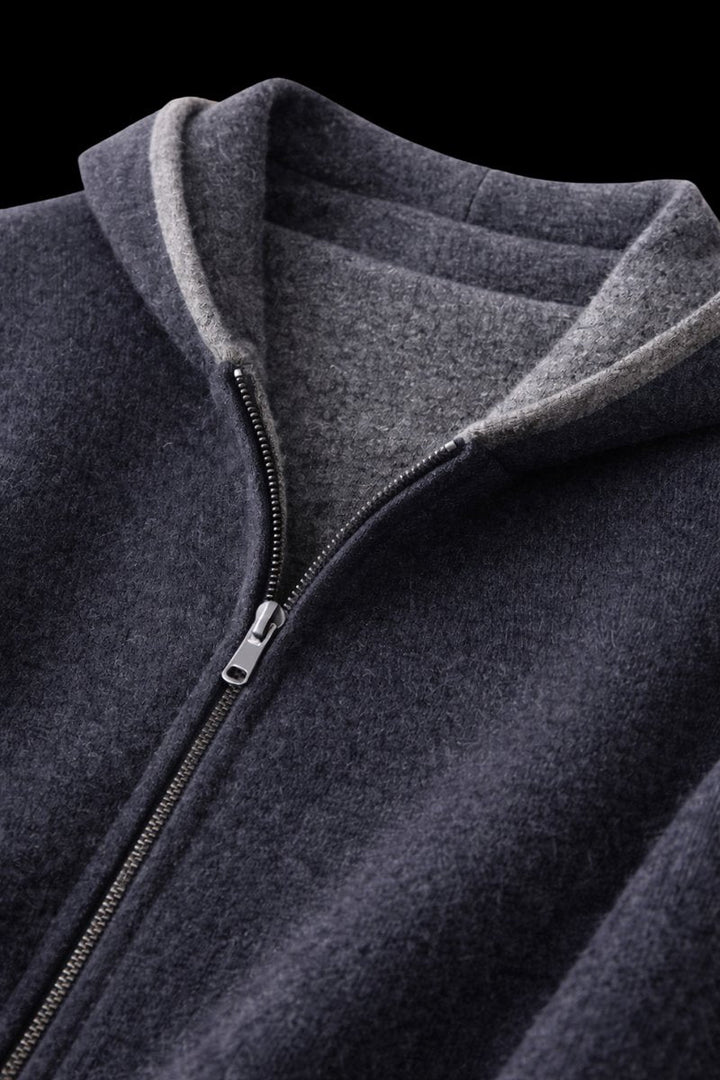 James | Men's Reversible Wool Zip Hoodie Fleece Lined