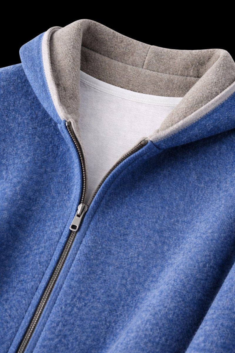James | Men's Reversible Wool Zip Hoodie Fleece Lined