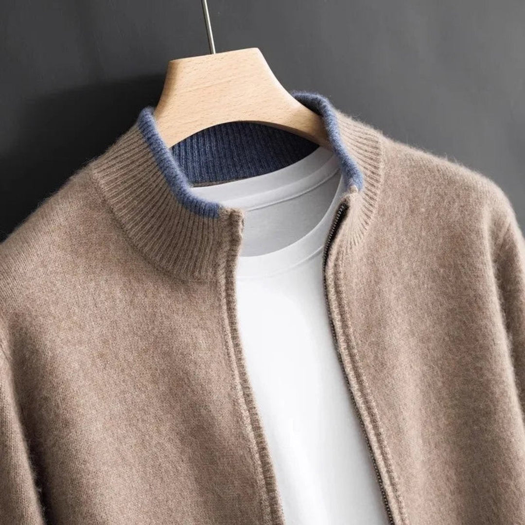 Oliver | Men's Zip Cardigan Knitted Jumper Soft Ribbed Collar Knitwear