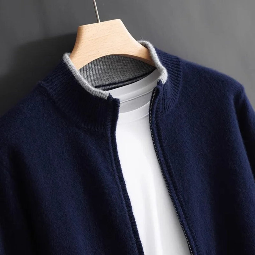 Oliver | Men's Zip Cardigan Knitted Jumper Soft Ribbed Collar Knitwear