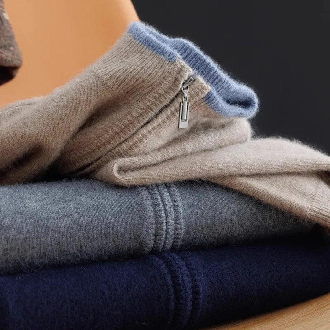 Oliver | Men's Zip Cardigan Knitted Jumper Soft Ribbed Collar Knitwear