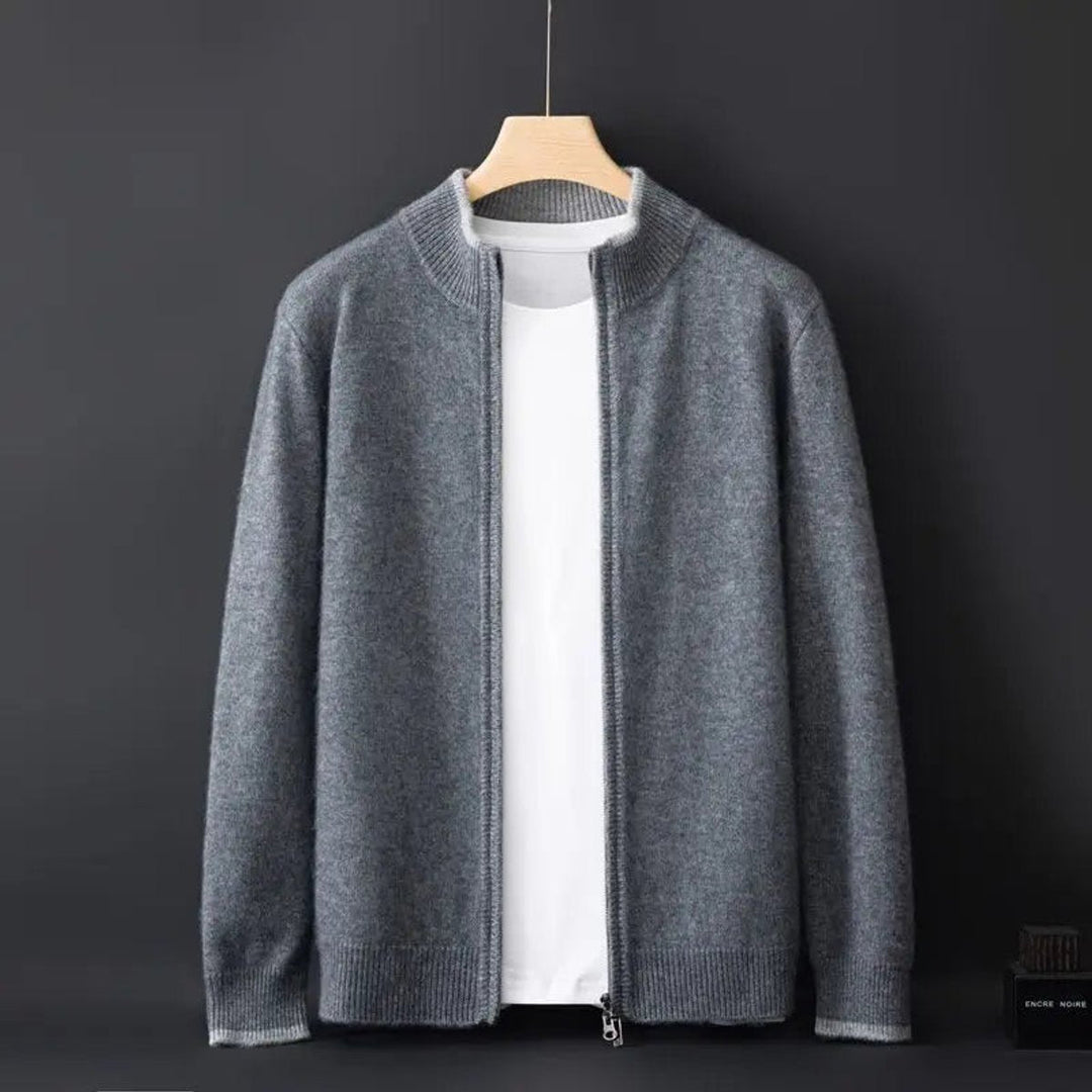 Oliver | Men's Zip Cardigan Knitted Jumper Soft Ribbed Collar Knitwear