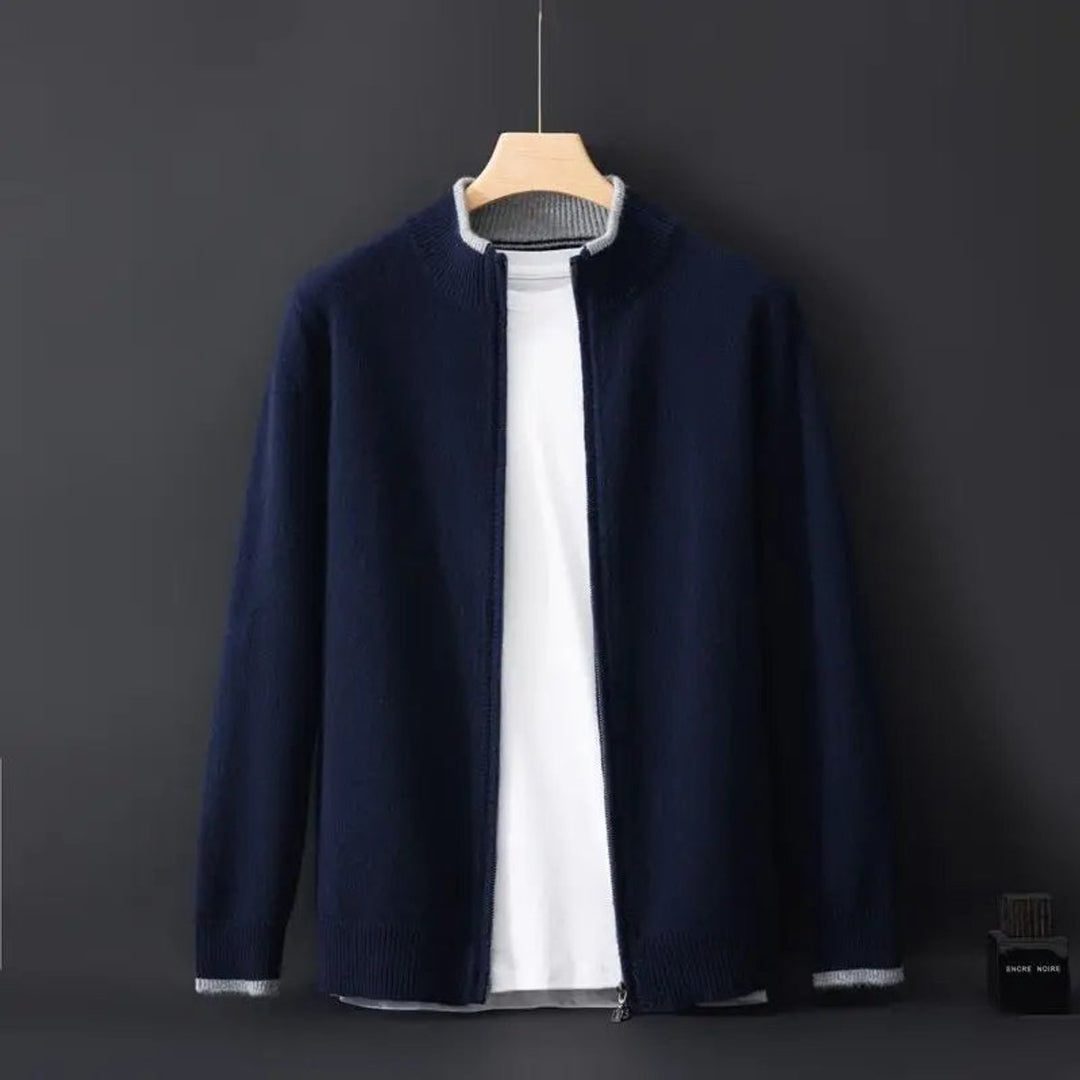 Oliver | Men's Zip Cardigan Knitted Jumper Soft Ribbed Collar Knitwear