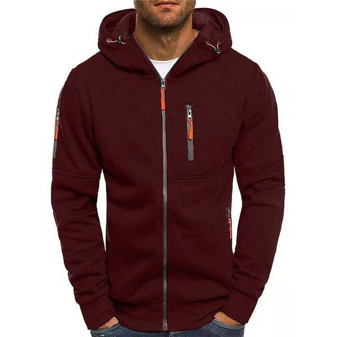 Theo | Men's Fleece Zip Hoodie Drawstring Hood Multi-Pocket
