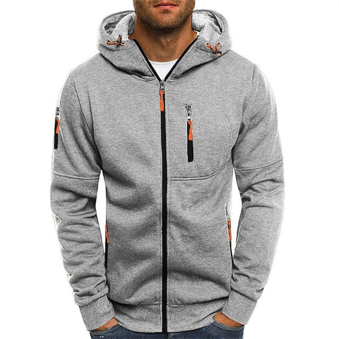 Theo | Men's Fleece Zip Hoodie Drawstring Hood Multi-Pocket