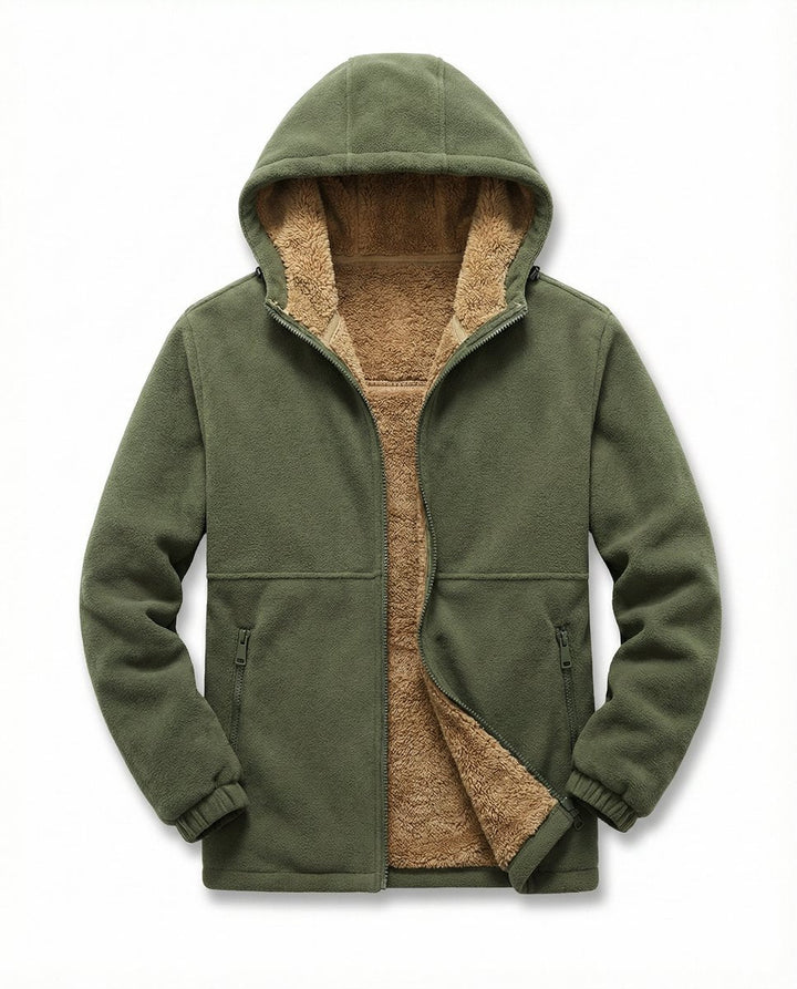 William | Men's Lambswool Zip Hoodie Pile-Lined Full Zip