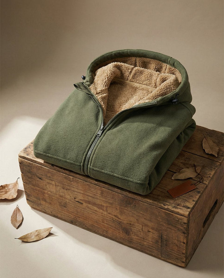 William | Men's Lambswool Zip Hoodie Pile-Lined Full Zip