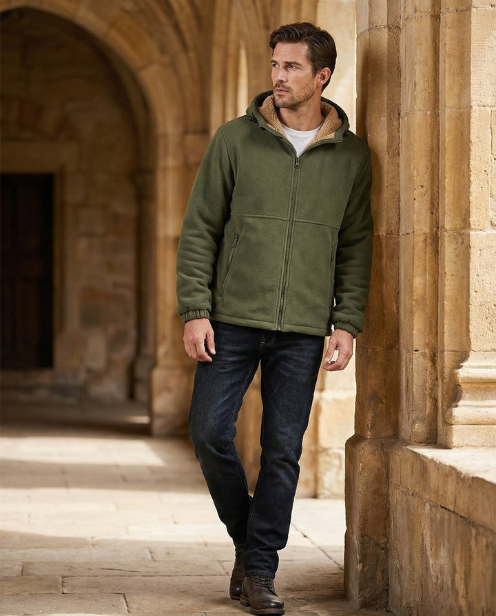 William | Men's Lambswool Zip Hoodie Pile-Lined Full Zip
