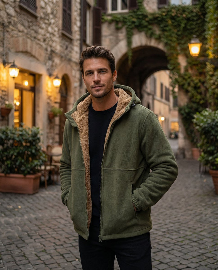 William | Men's Lambswool Zip Hoodie Pile-Lined Full Zip