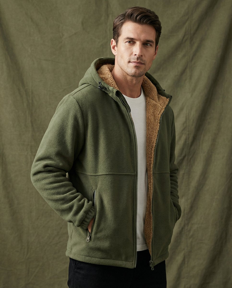 William | Men's Lambswool Zip Hoodie Pile-Lined Full Zip