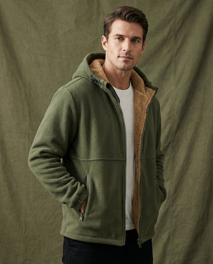 William | Men's Lambswool Zip Hoodie Pile-Lined Full Zip