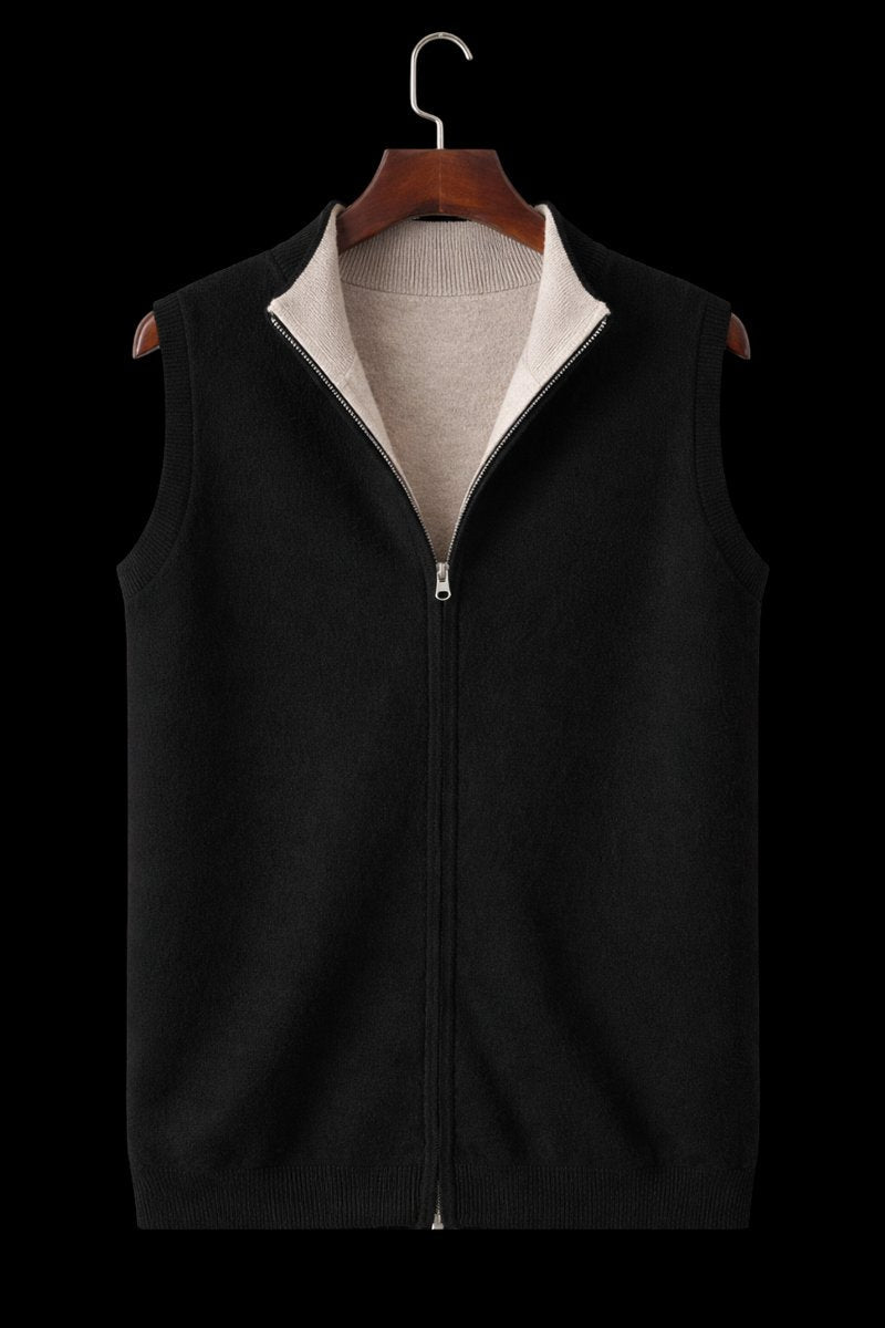 Harry | Mens Zip Knitwear Sleeveless Wool Knitted Cardigan Vest