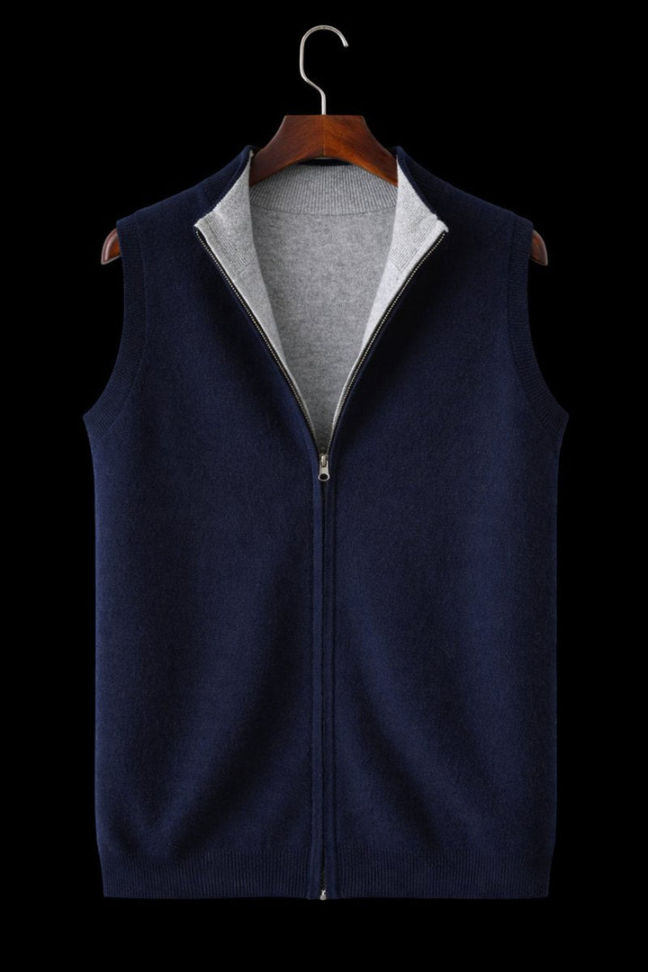 Harry | Mens Zip Knitwear Sleeveless Wool Knitted Cardigan Vest