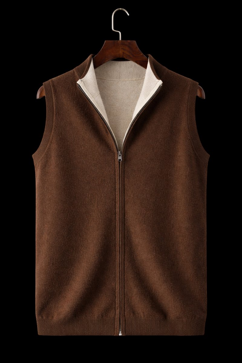 Harry | Mens Zip Knitwear Sleeveless Wool Knitted Cardigan Vest
