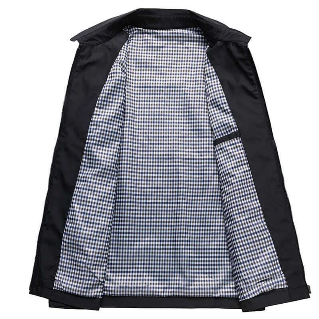 Oscar | Men's Zip-Up Bomber Jacket Gingham-Lined Casual Coat