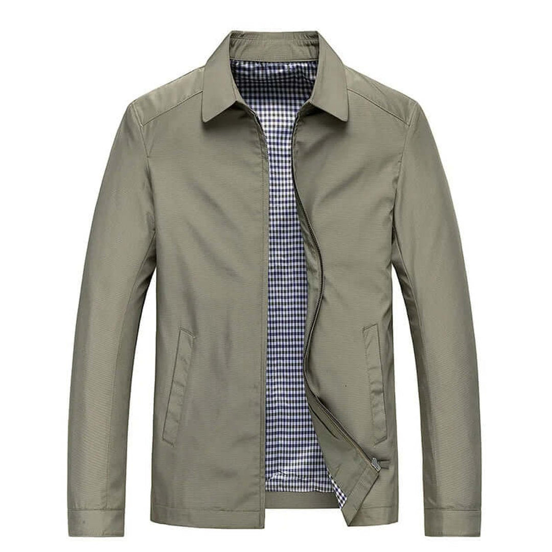 Oscar | Men's Zip-Up Bomber Jacket Gingham-Lined Casual Coat