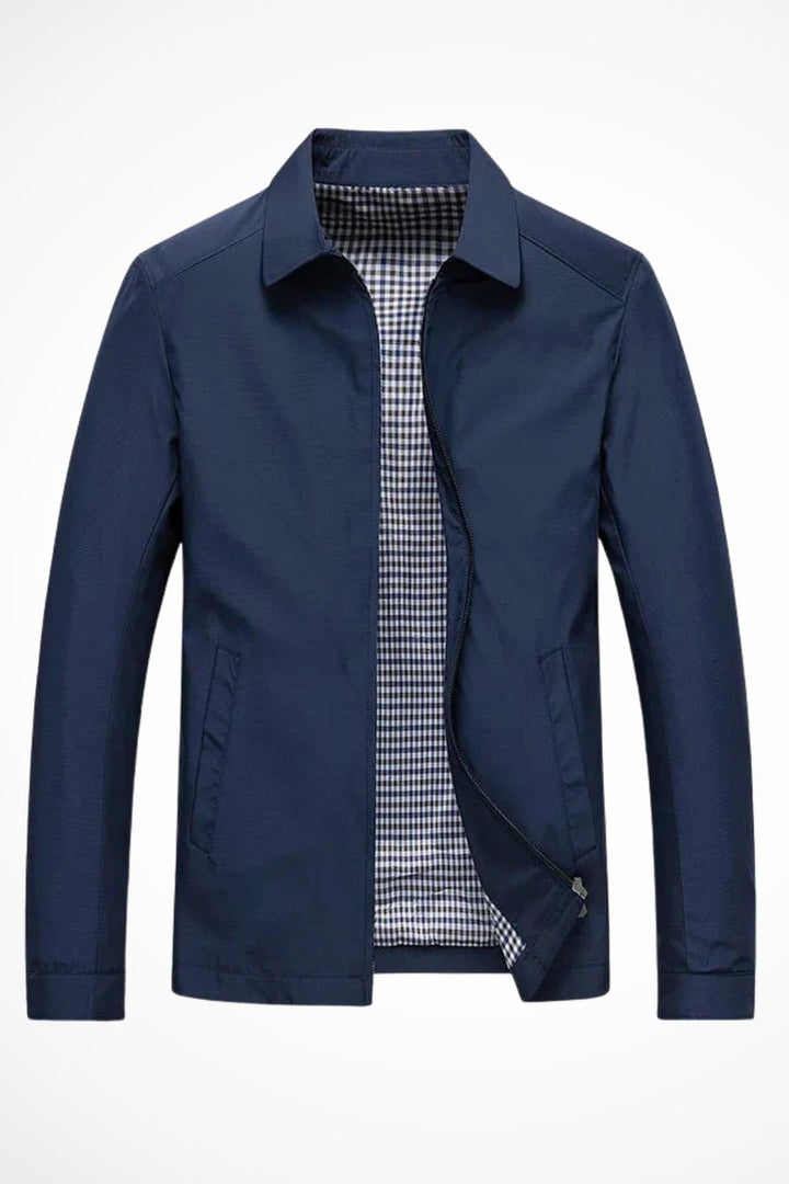 George | Men's Zip-Up Collared Harrington Jacket Check-Lined