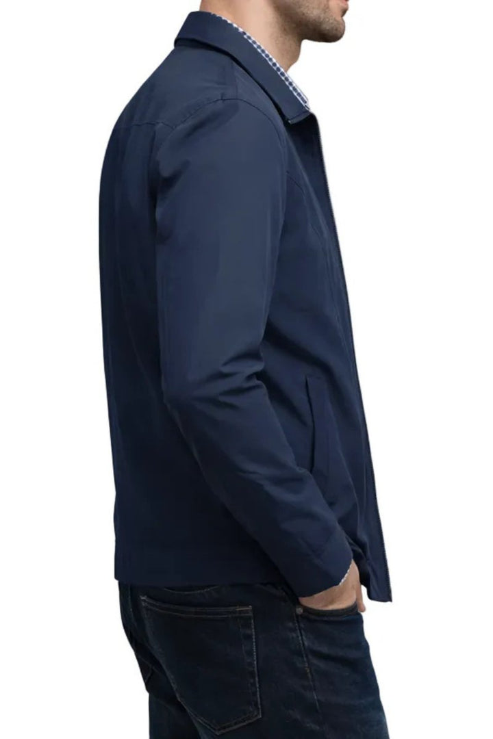 George | Men's Zip-Up Collared Harrington Jacket Check-Lined