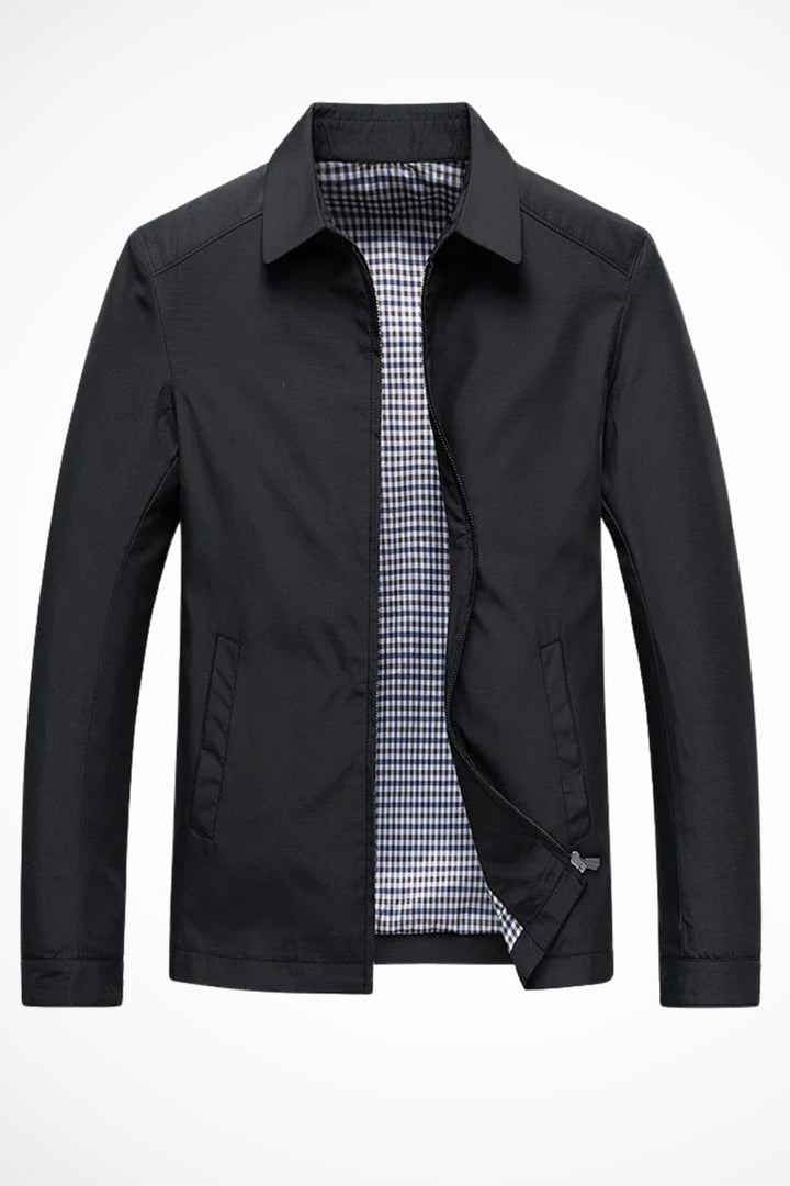 George | Men's Zip-Up Collared Harrington Jacket Check-Lined