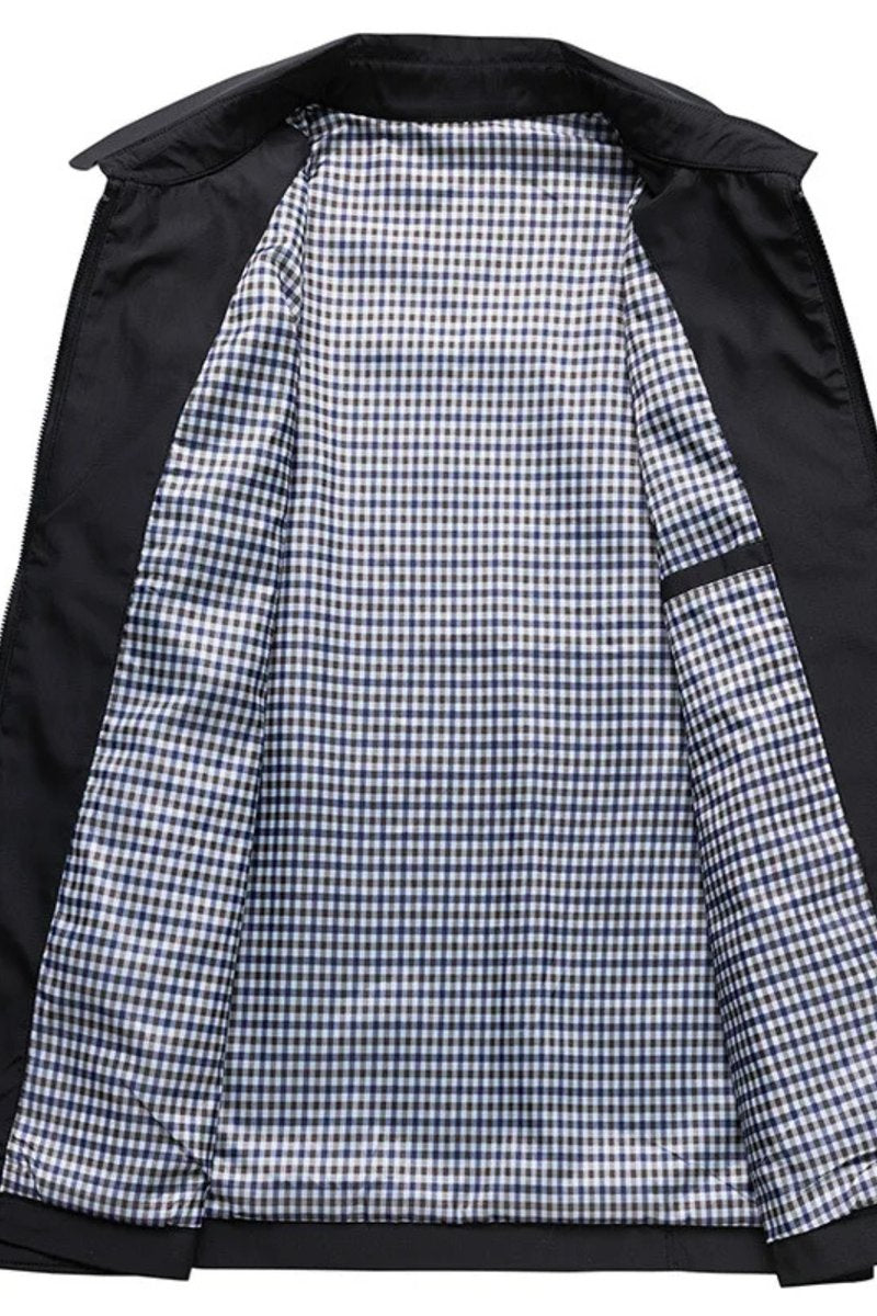 George | Men's Zip-Up Collared Harrington Jacket Check-Lined