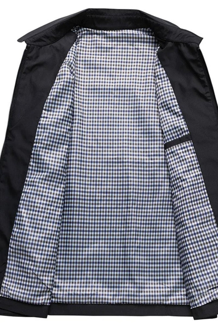 George | Men's Zip-Up Collared Harrington Jacket Check-Lined