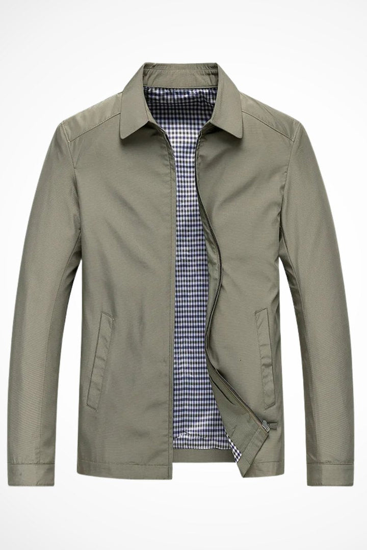 George | Men's Zip-Up Collared Harrington Jacket Check-Lined