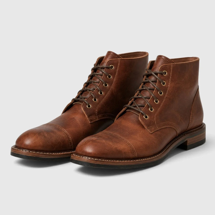 Isaac | Men's Leather Cap Toe Lace-Up Boots Metal Eyelets