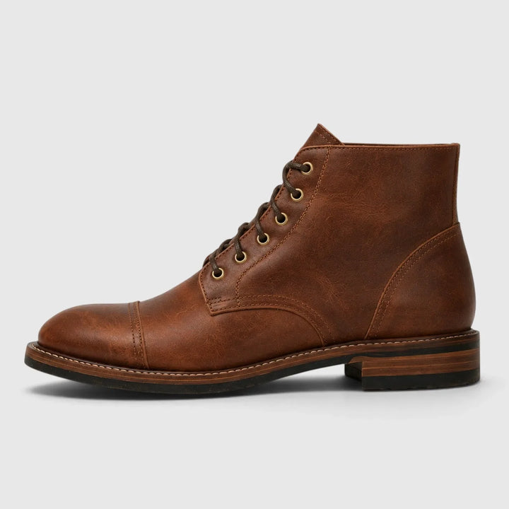 Isaac | Men's Leather Cap Toe Lace-Up Boots Metal Eyelets