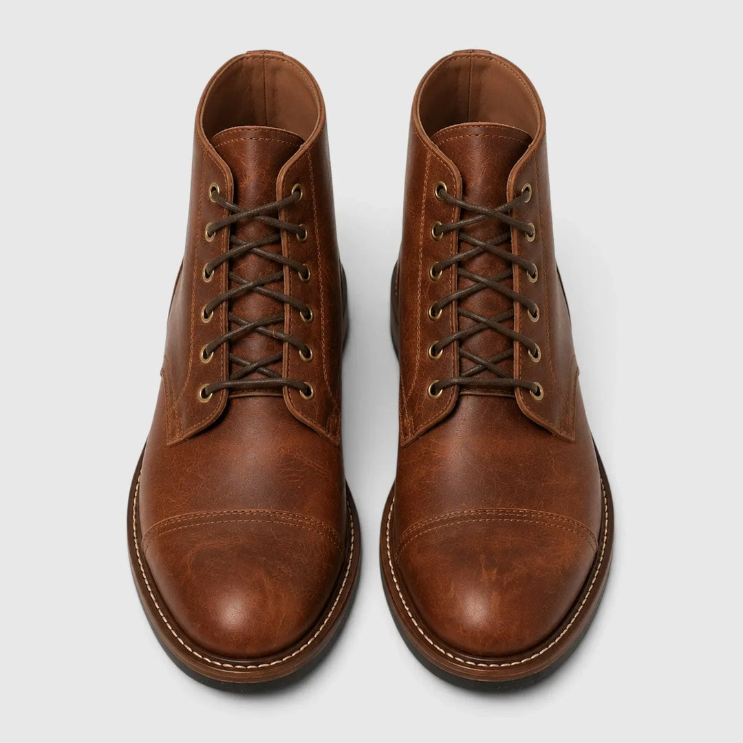 Isaac | Men's Leather Cap Toe Lace-Up Boots Metal Eyelets