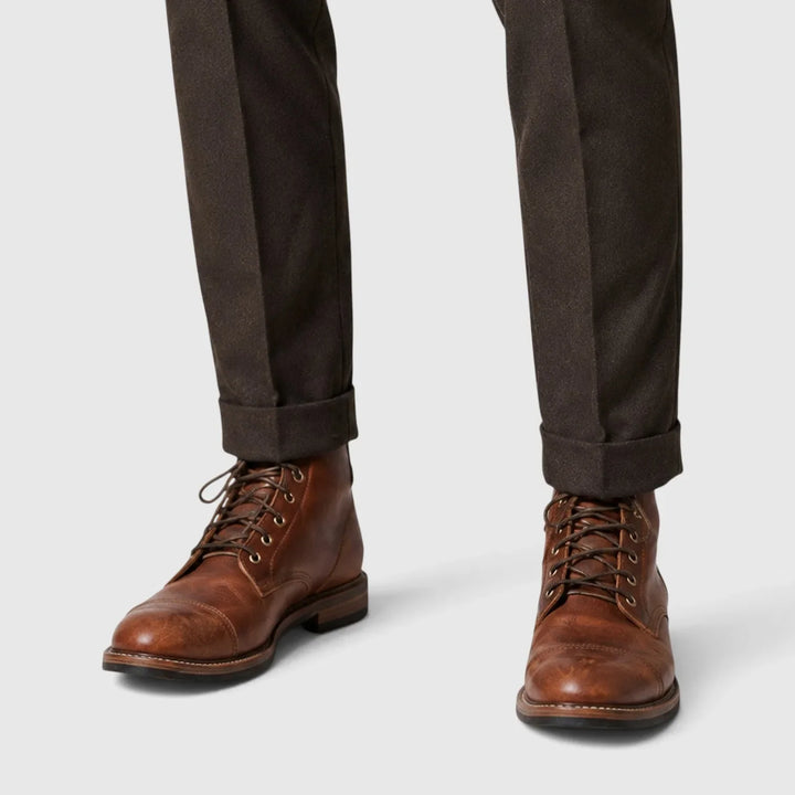 Isaac | Men's Leather Cap Toe Lace-Up Boots Metal Eyelets