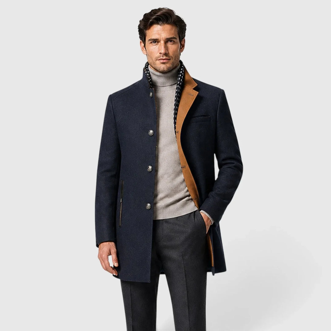 Dylan | Men's Double-Breasted Trench Coat Wool Blend Wide Lapels